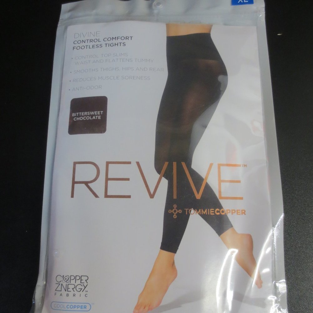 TOMMIE COPPER REVIVE DIVINE CONTROL COMFORT FOOTLESS TIGHT - XL - CHOCOLATE